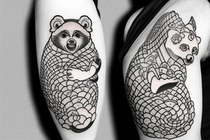 JAPANESE TANUKI WITH SOJU BOTTLE tattoo idea