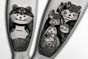 JAPANESE TANUKI WITH SOJU BOTTLE tattoo idea