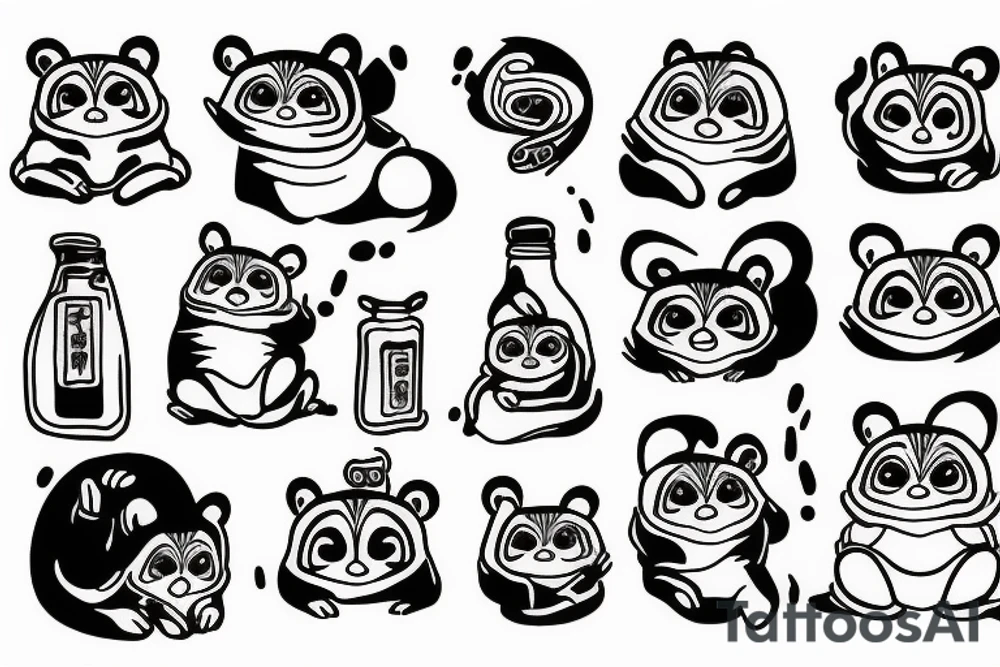 JAPANESE TANUKI WITH SOJU BOTTLE tattoo idea