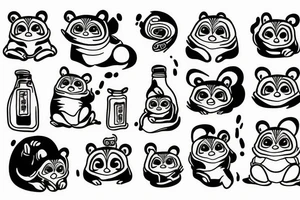 JAPANESE TANUKI WITH SOJU BOTTLE tattoo idea