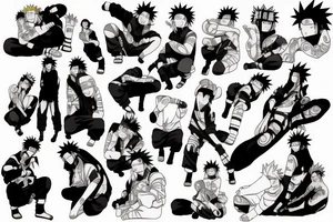 A picture of Naruto Usomaki standing on a mountain with Sasuke Oshia tattoo idea