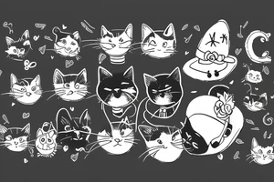 Black cat with funny hat and a sweater tattoo idea