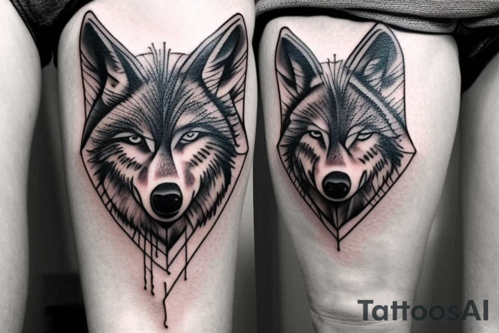 A wolf tattoo on right arm sleeve tattoo idea