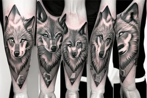 A wolf pack tattoo on right arm sleeve tattoo idea