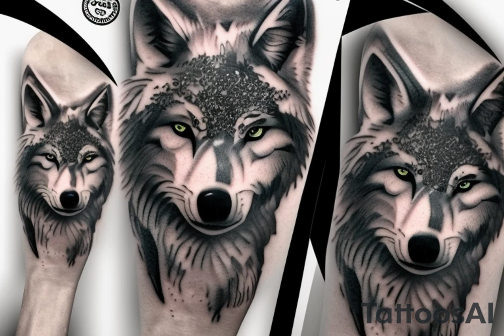 A wolf pack tattoo on right arm sleeve tattoo idea