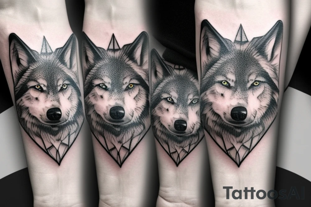 A wolf pack tattoo on right arm sleeve tattoo idea