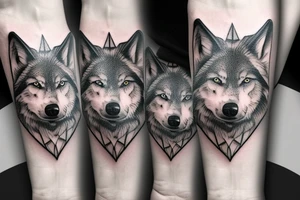 A wolf pack tattoo on right arm sleeve tattoo idea