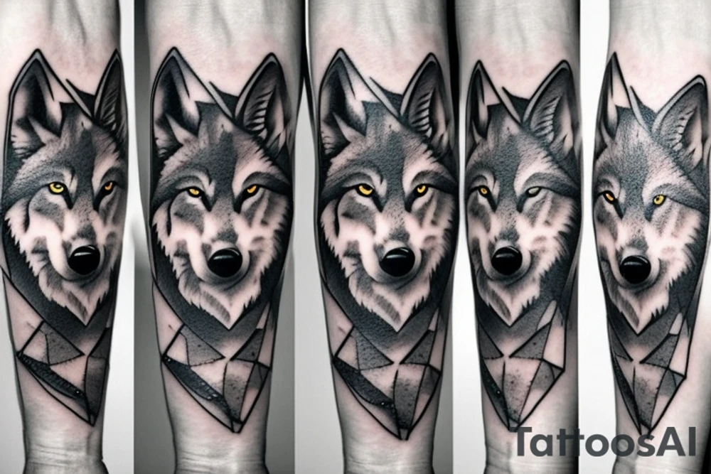 A wolf tattoo on right arm sleeve tattoo idea
