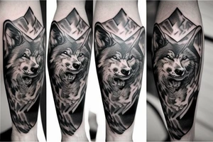 A wolf tattoo on right arm sleeve tattoo idea