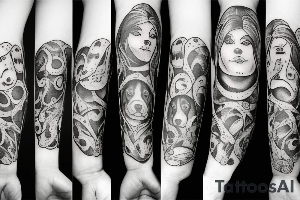 A dog paw with name "Emily" underneath on right arm tattoo idea