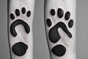 A dog paw with Letters "Emily" underneath on right arm tattoo idea