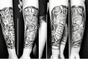 A dog paw with Letters "Emily" underneath on right arm tattoo idea