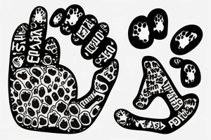 A dog paw with Letters "Emily" underneath on right arm tattoo idea