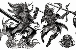 Arcangel fighting a demon with swords tattoo idea
