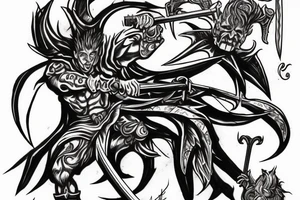 Arcangel fighting a demon with swords tattoo idea
