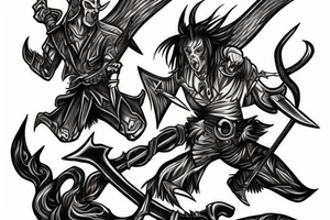 Arcangel fighting a demon with swords tattoo idea