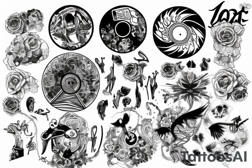 Vinyl disk, sketch tattoo tattoo idea