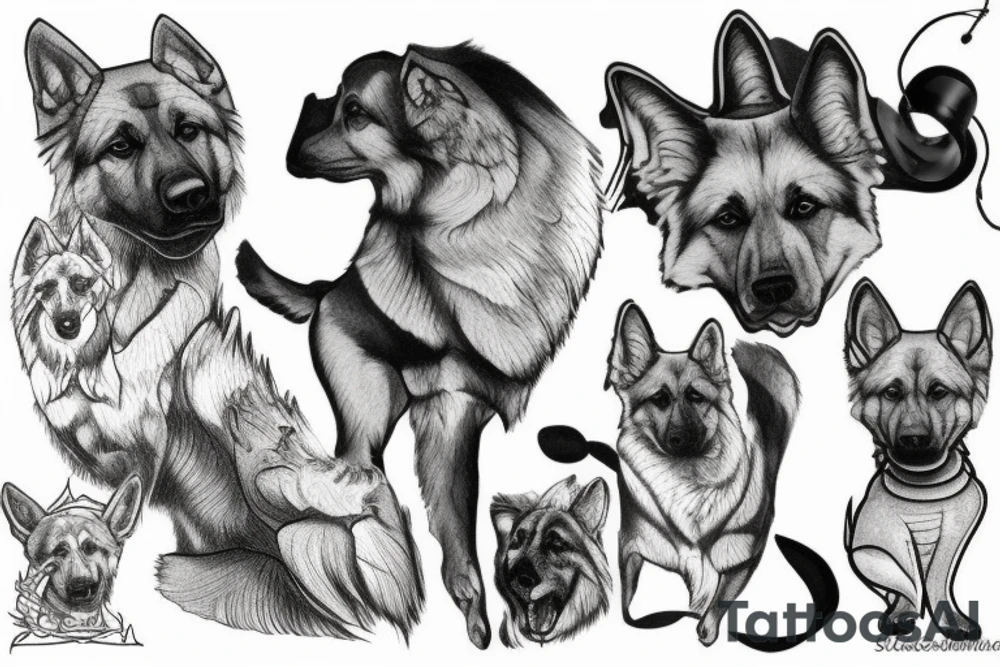 German Shepperd whole body tattoo idea