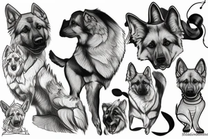 German Shepperd whole body tattoo idea
