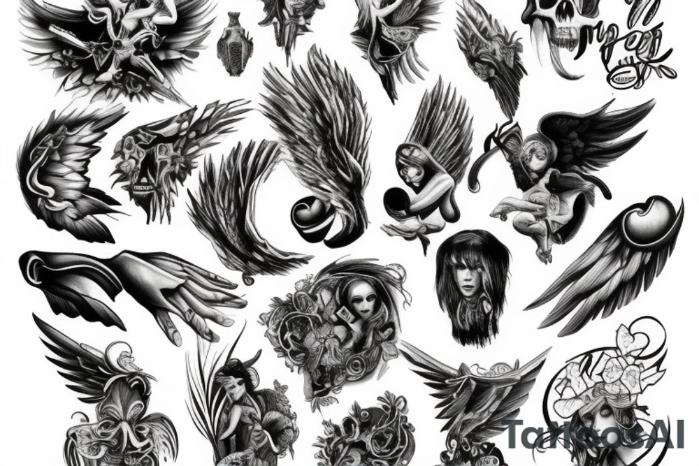 Angels vs Demons tattoo full arm tattoo idea