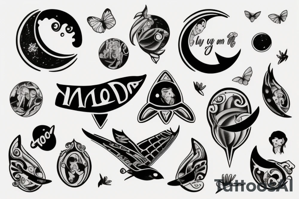 fly me to the moon tattoo idea