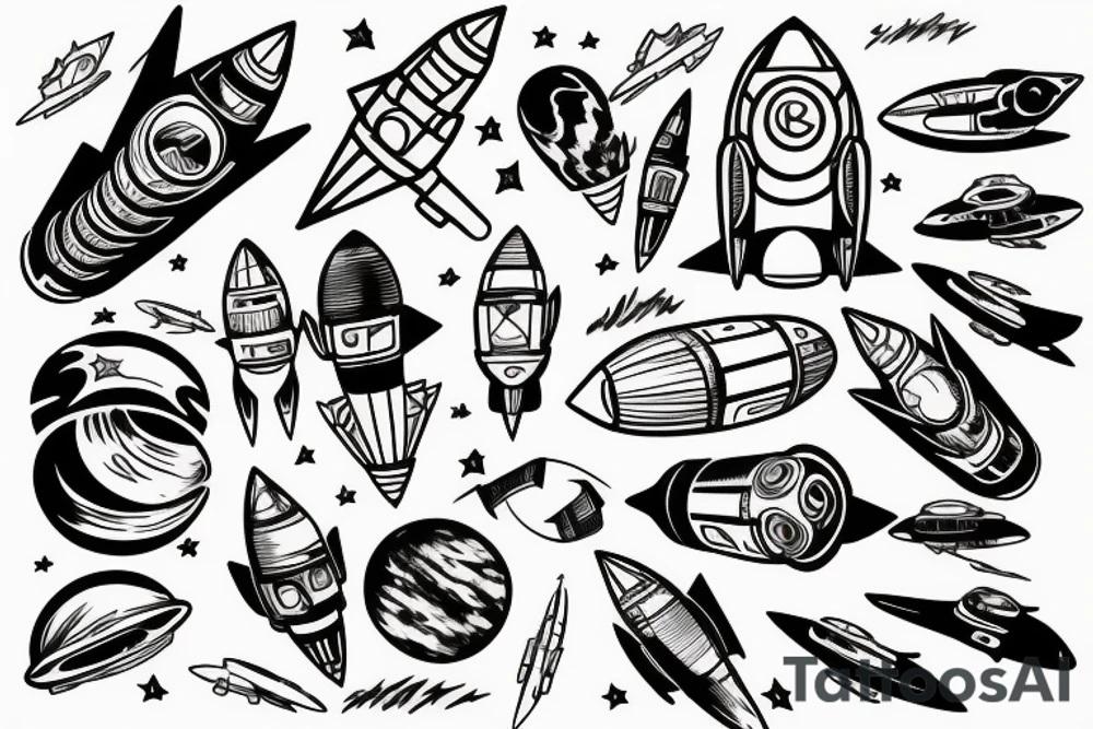 Rocket-ship tattoo idea