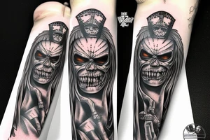 Iron Maiden "Eddie" from "Aces High" album, full arm tattoo idea