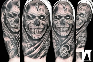 Iron Maiden "Eddie" from "Aces High" album, full arm tattoo idea