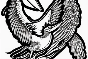 Pelican in flight. Hyper realistic tattoo idea