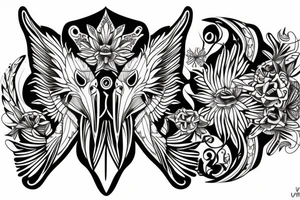 Detailed, pelican, symmetrical, dynamic tattoo idea