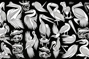 Detailed, pelican , dynamic tattoo idea