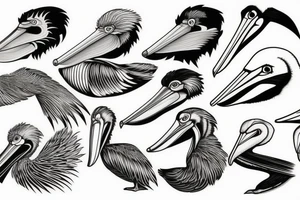Detailed, pelican , dynamic, anime tattoo idea