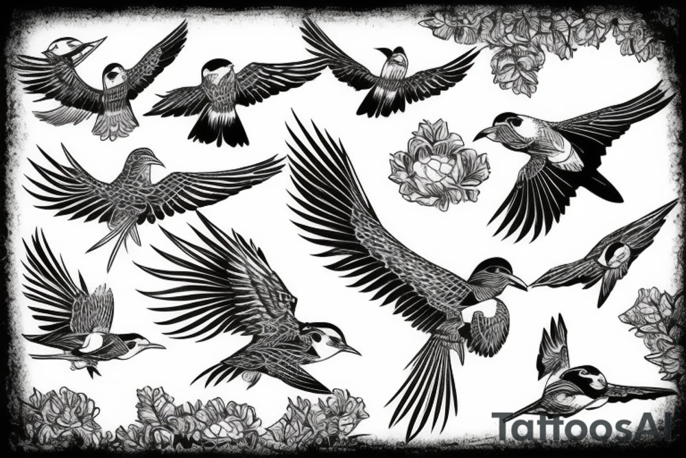 Florida birds flying over water tattoo idea