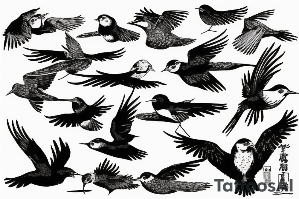 Florida birds flying over water tattoo idea