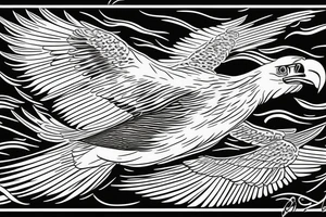 Bald eagle
flying over water tattoo idea