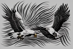 Bald eagle
flying over water tattoo idea