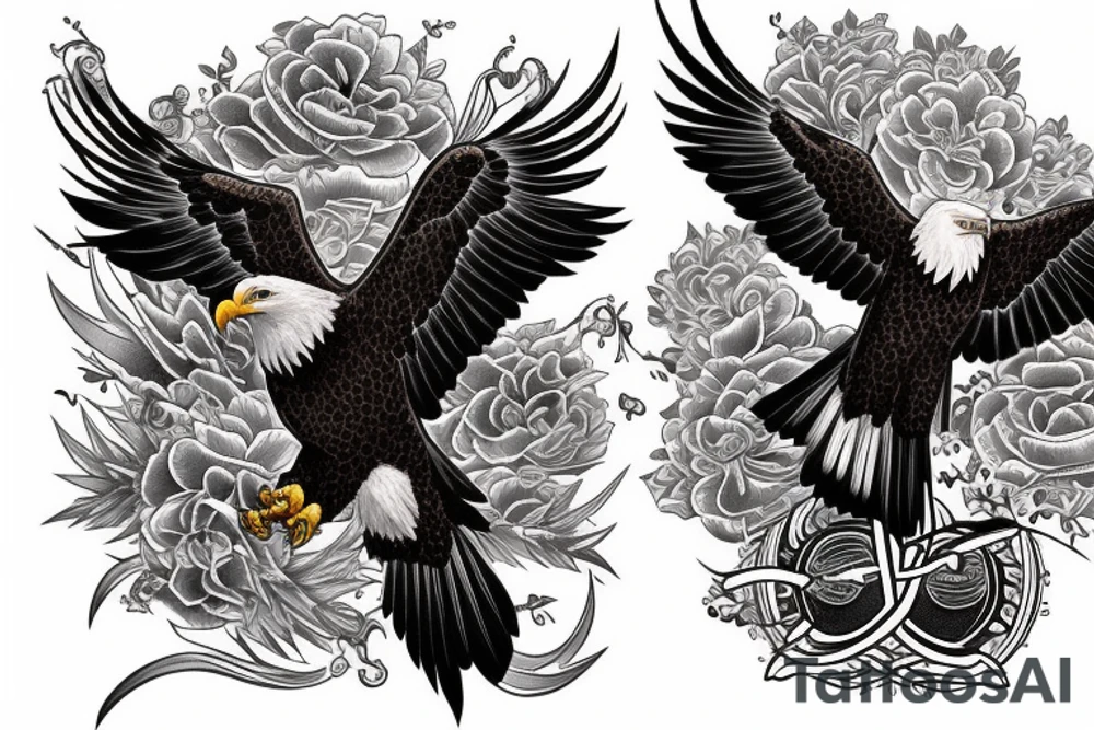 Bald eagle hyper detailed tattoo idea