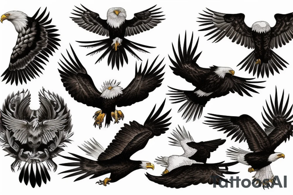 Bald eagle hyper detailed tattoo idea