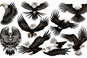 Bald eagle hyper detailed tattoo idea