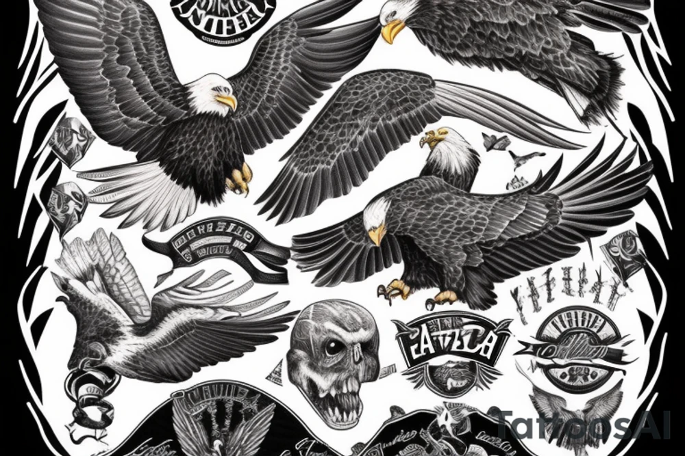 Bald eagle hyper detailed tattoo idea