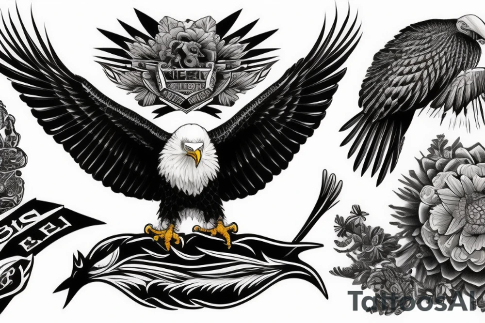 Bald eagle hyper detailed tattoo idea