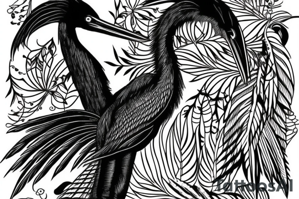 Anhinga detailed that looks real tattoo idea