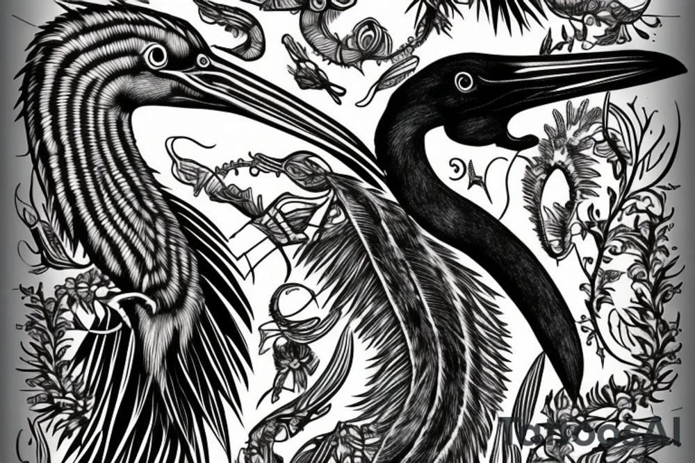 Anhinga detailed that looks real tattoo idea