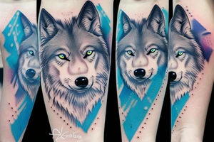 Wolf with blue eye tattoo idea
