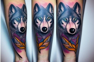 Wolf with blue eye tattoo idea
