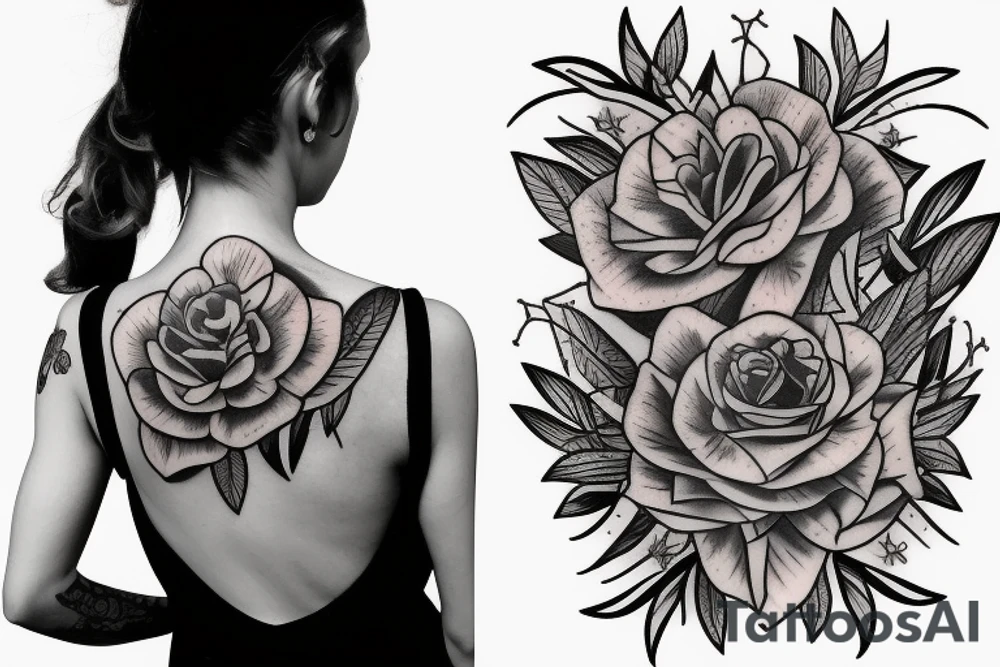 Something to complement a flower designs, a tattoo on the back of a woman’s bicep tattoo idea