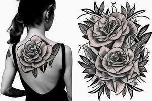 Something to complement a flower designs, a tattoo on the back of a woman’s bicep tattoo idea