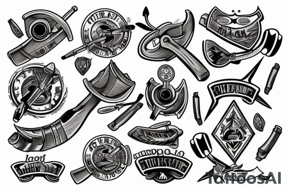 Old fashioned harpoon on chest tattoo idea