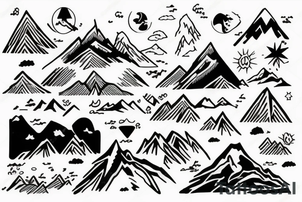 mountain with river tattoo idea