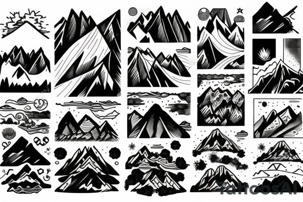 mountain with river tattoo idea